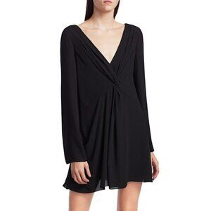 CINQ À SEPT 'Cecil' Twist-Front Crepe Dress, Black